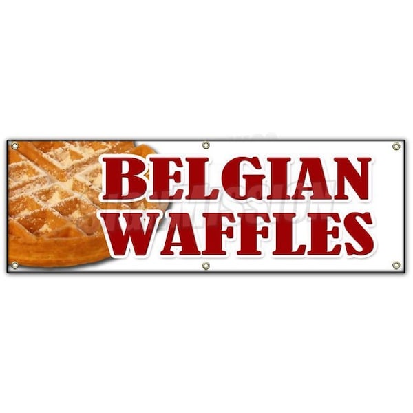 BELGIAN WAFFLES BANNER SIGN dessert whipped cream